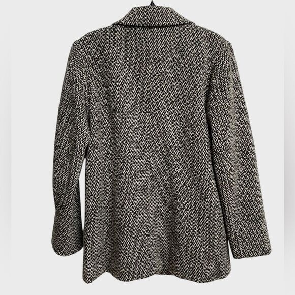 Vintage Paul Levy Women's Herringbone Pea Coat Size M Wool Grey Jacket Old Money - Picture 10 of 15